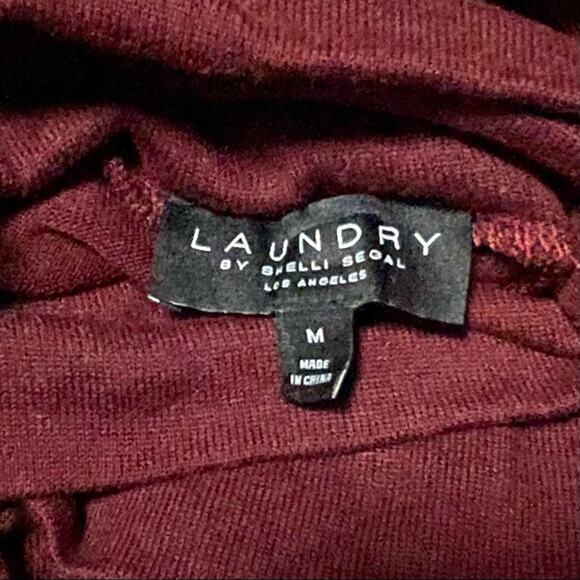 Laundry by Shelli Segal Maroon Lightweight Knit Sweater Top Varsity Style Size M - Picture 8 of 11
